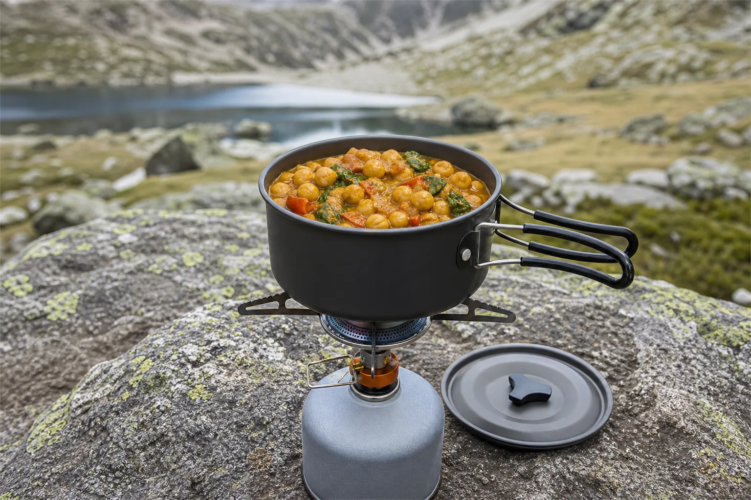 Campingkocher Kichererbsen-Curry